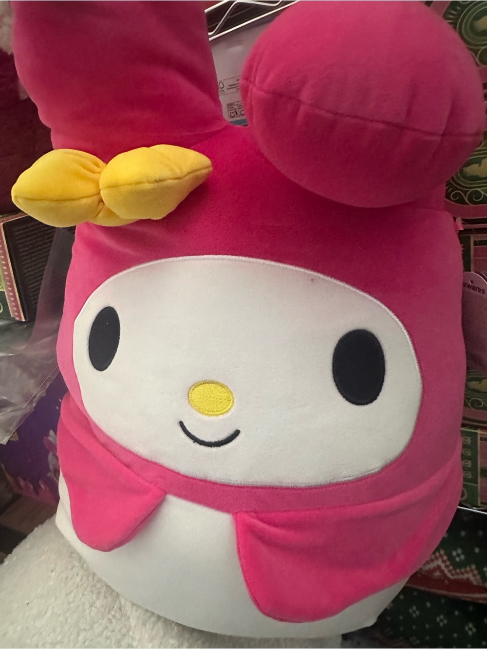 Squishmallows hello kittyPink Plush with Yellow Bow – Cute Character Stuffed Toy